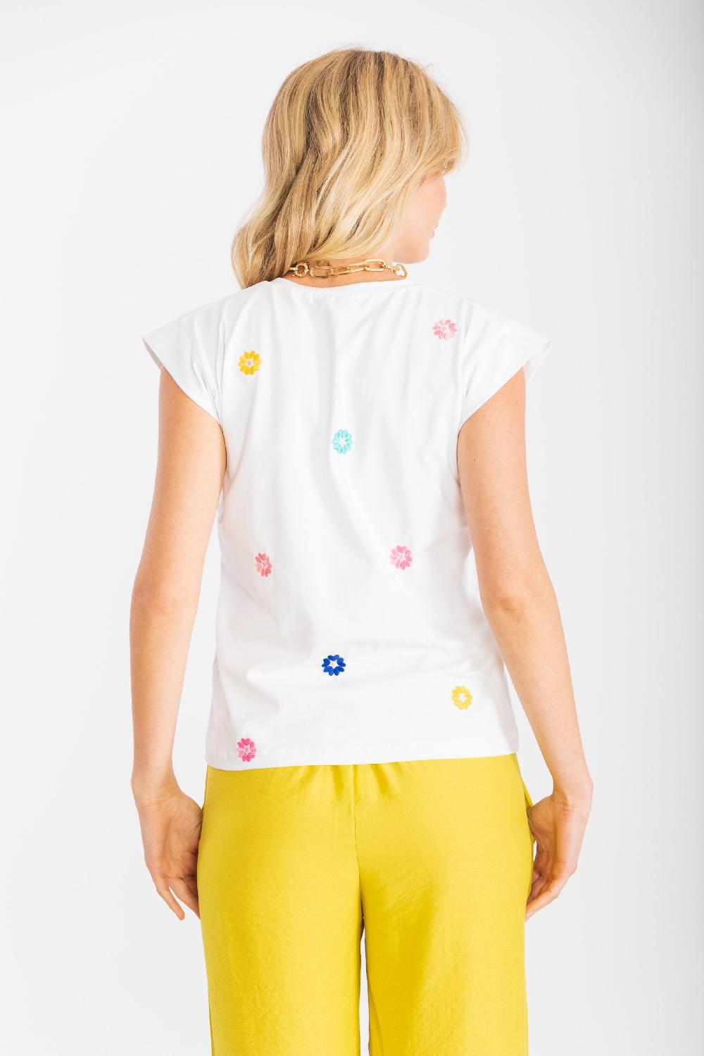 lolitas&l Camiseta blanca con boldado de flores multicolor LolitasyL Últimos 2 días