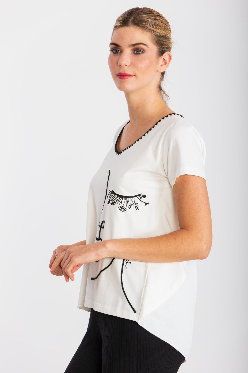 lolitas&l Camiseta blanca bordado silueta con pliegue LolitasyL Oferta especial de fábrica