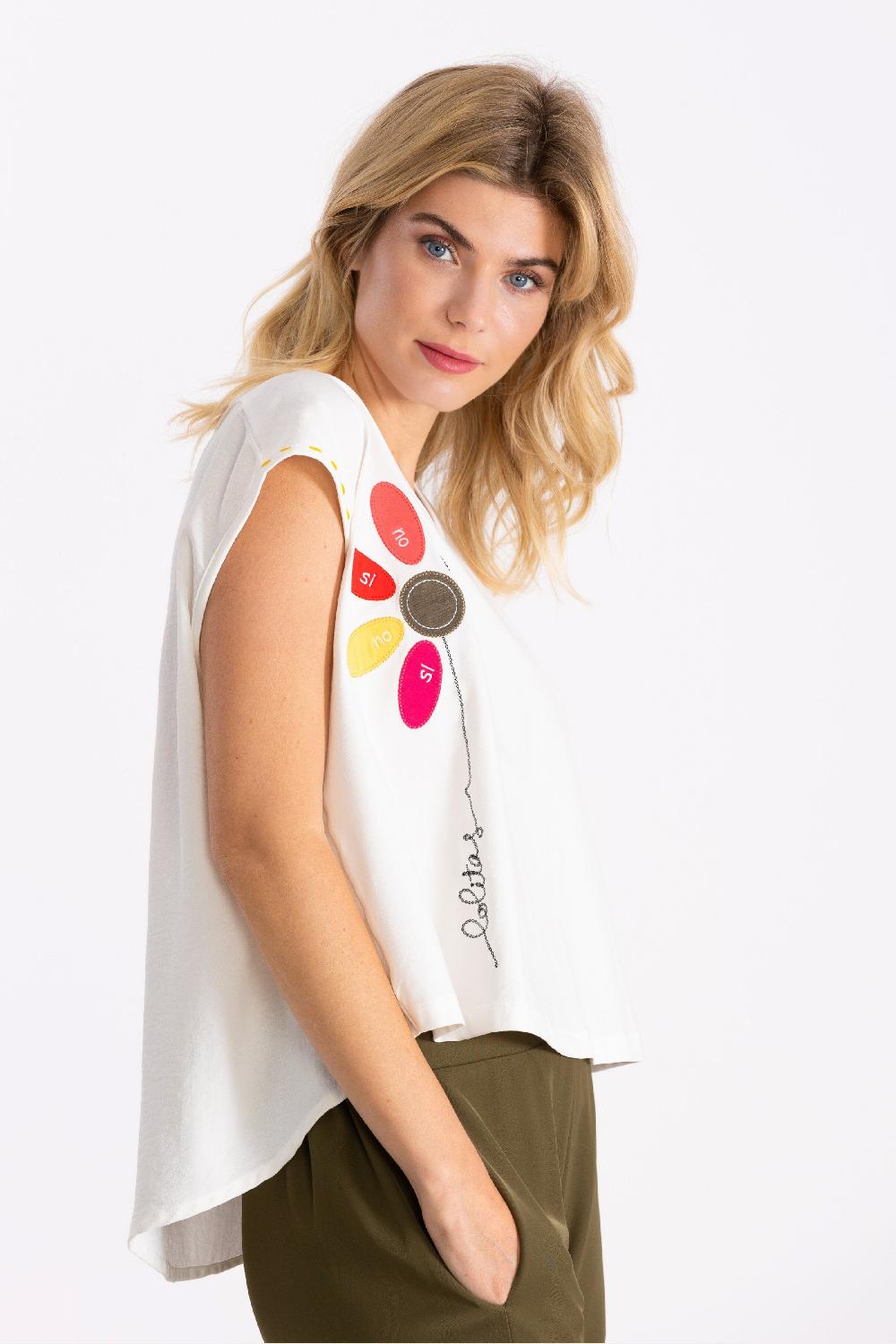 lolitas&l Camiseta blanca bordado flor multicolor si no LolitasyL Solo queda un día