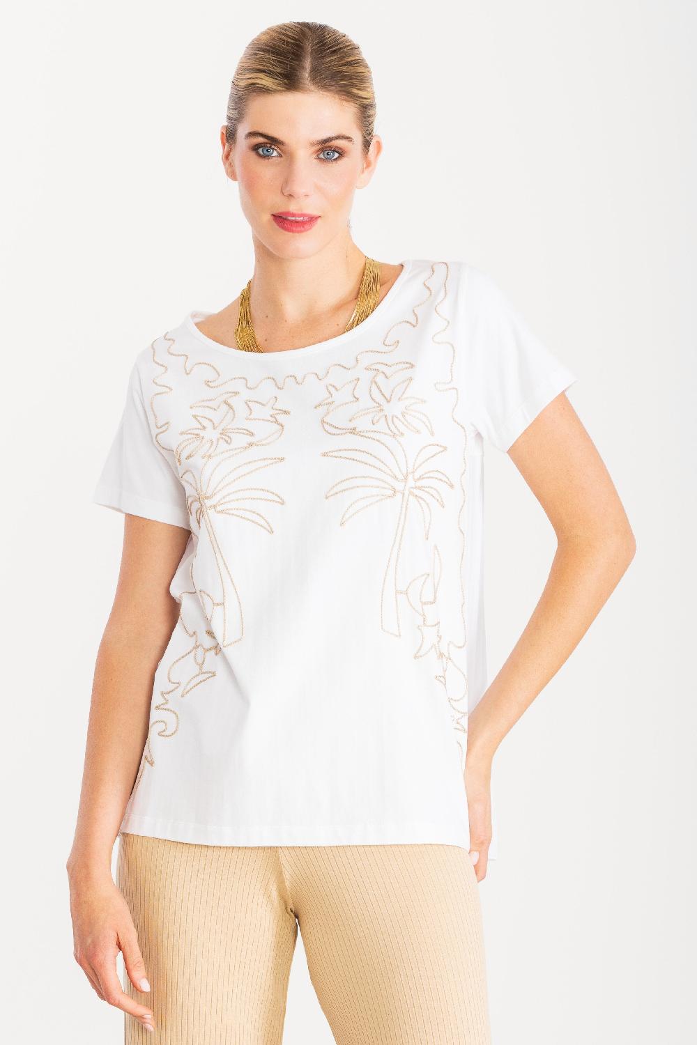 lolitas&l Camiseta blanca bordado oasis beige LolitasyL