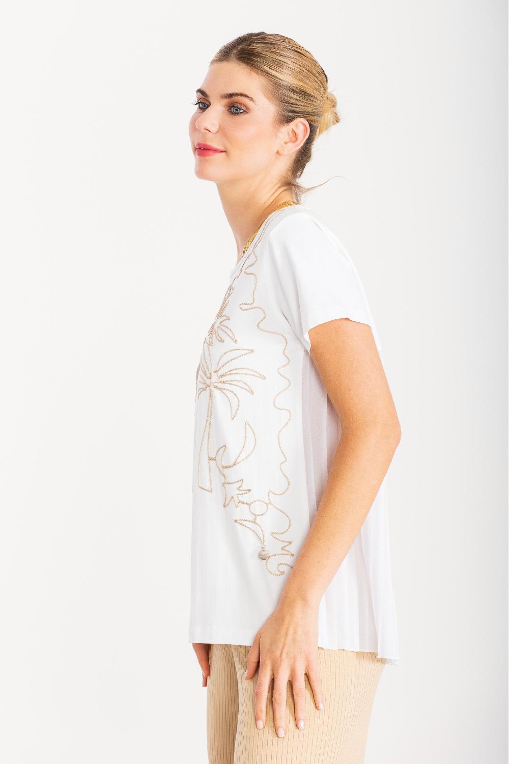 lolitas&l Camiseta blanca bordado oasis beige LolitasyL Superdescuento