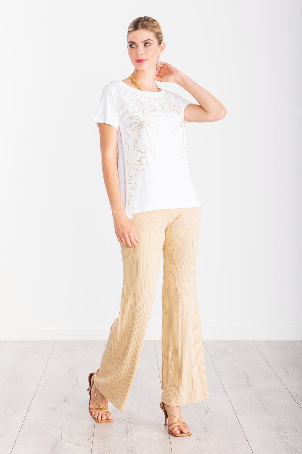 lolitas&l Camiseta blanca bordado oasis beige LolitasyL Superdescuento