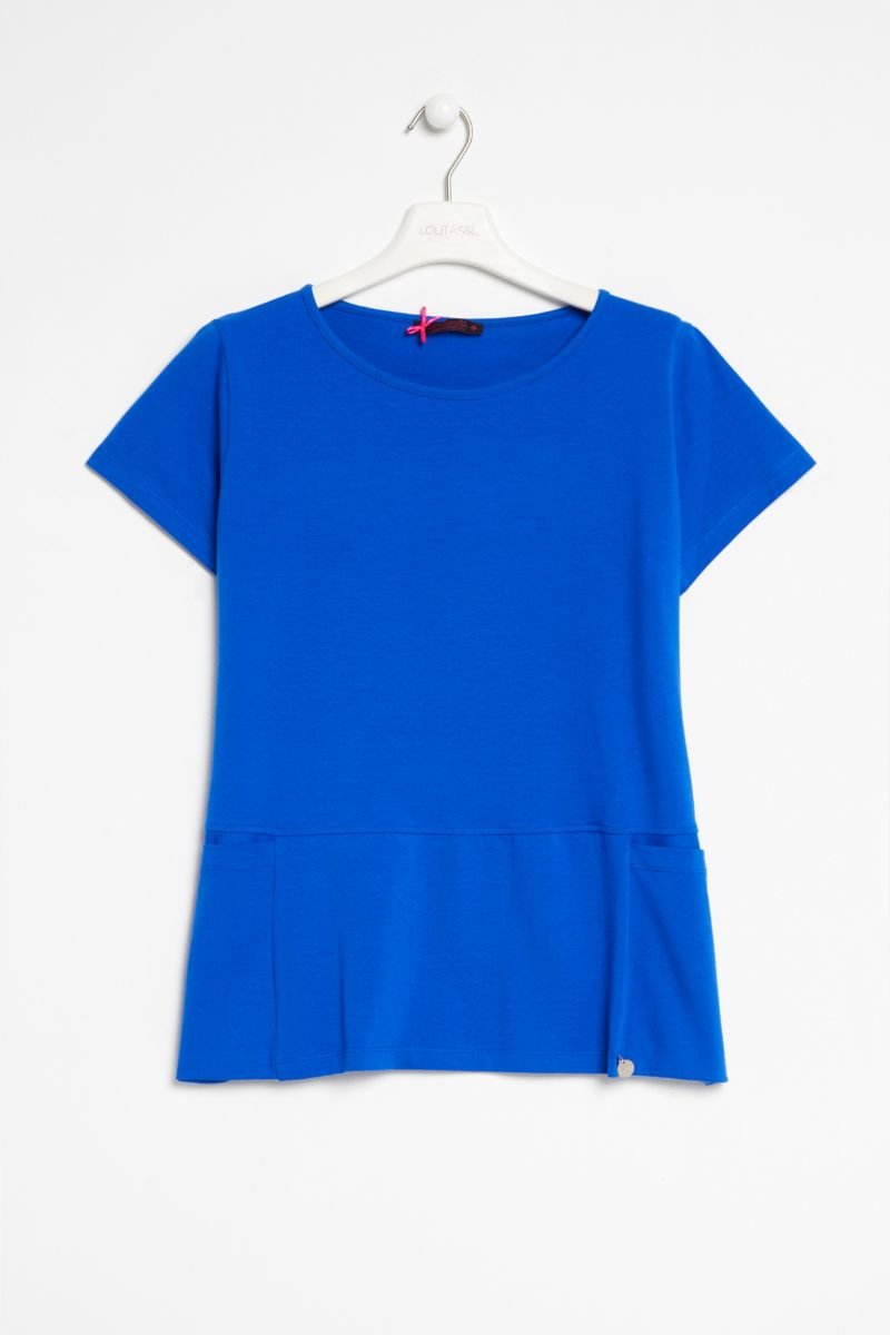 lolitas&l Camiseta básica de algodón con bolsillos azul Outlet