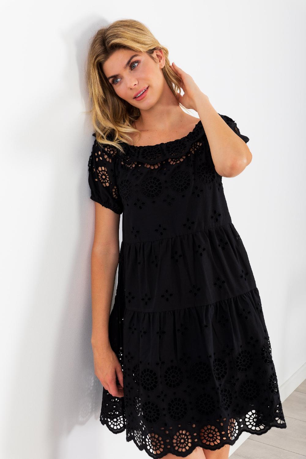 lolitas&l Vestido negro largo con bordado ingles LolitasyL Ofertas