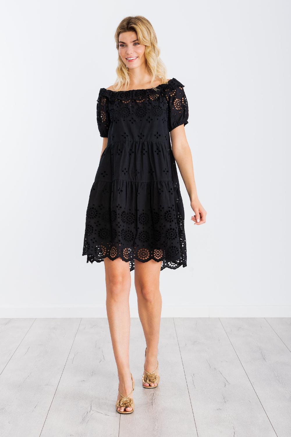 lolitas&l Vestido negro grogre corto escote palabra de honor LolitasyL