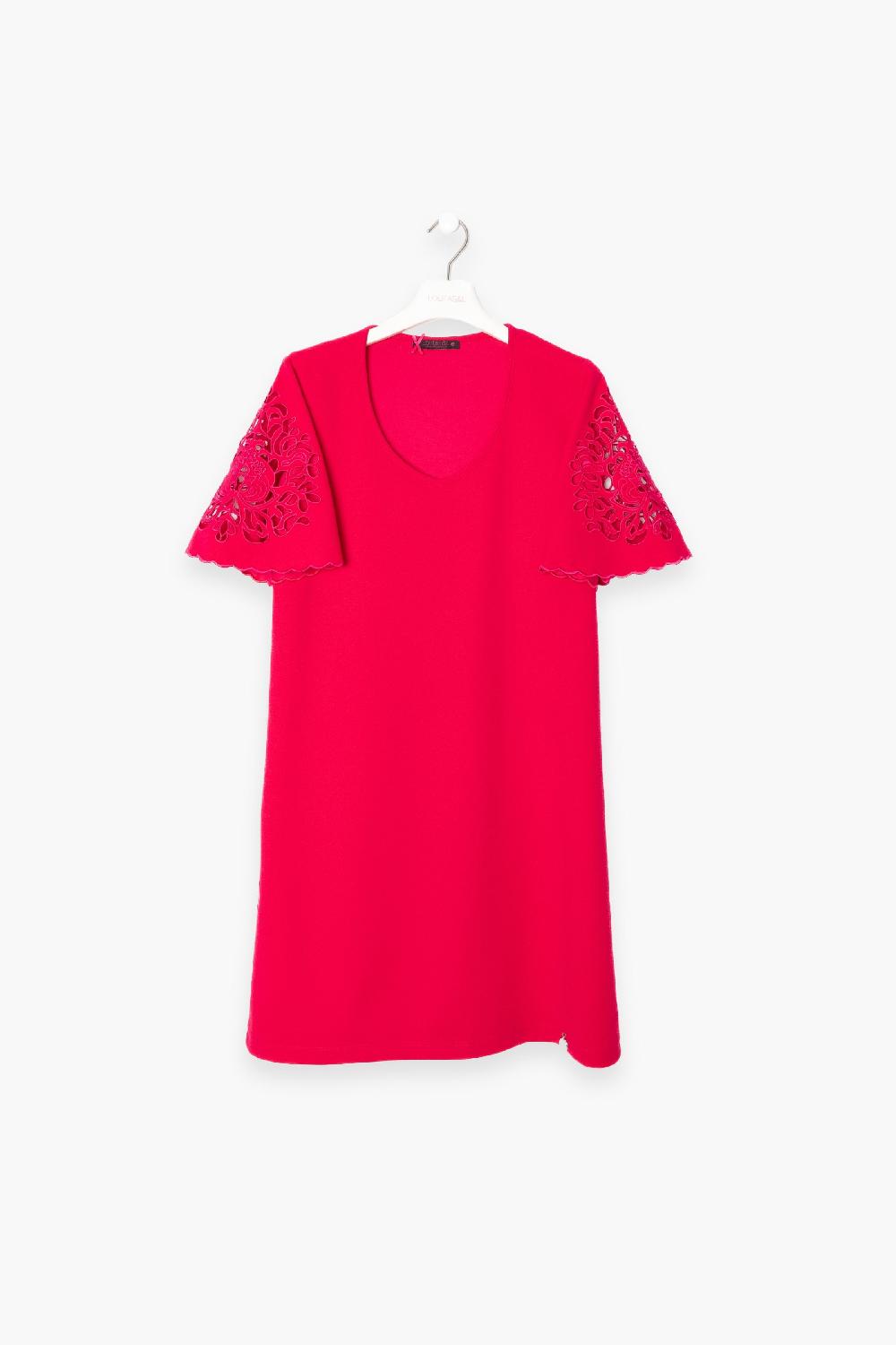 lolitas&l Vestido Fucsia corto con bordado en manga al codo LolitasyL Gran oferta