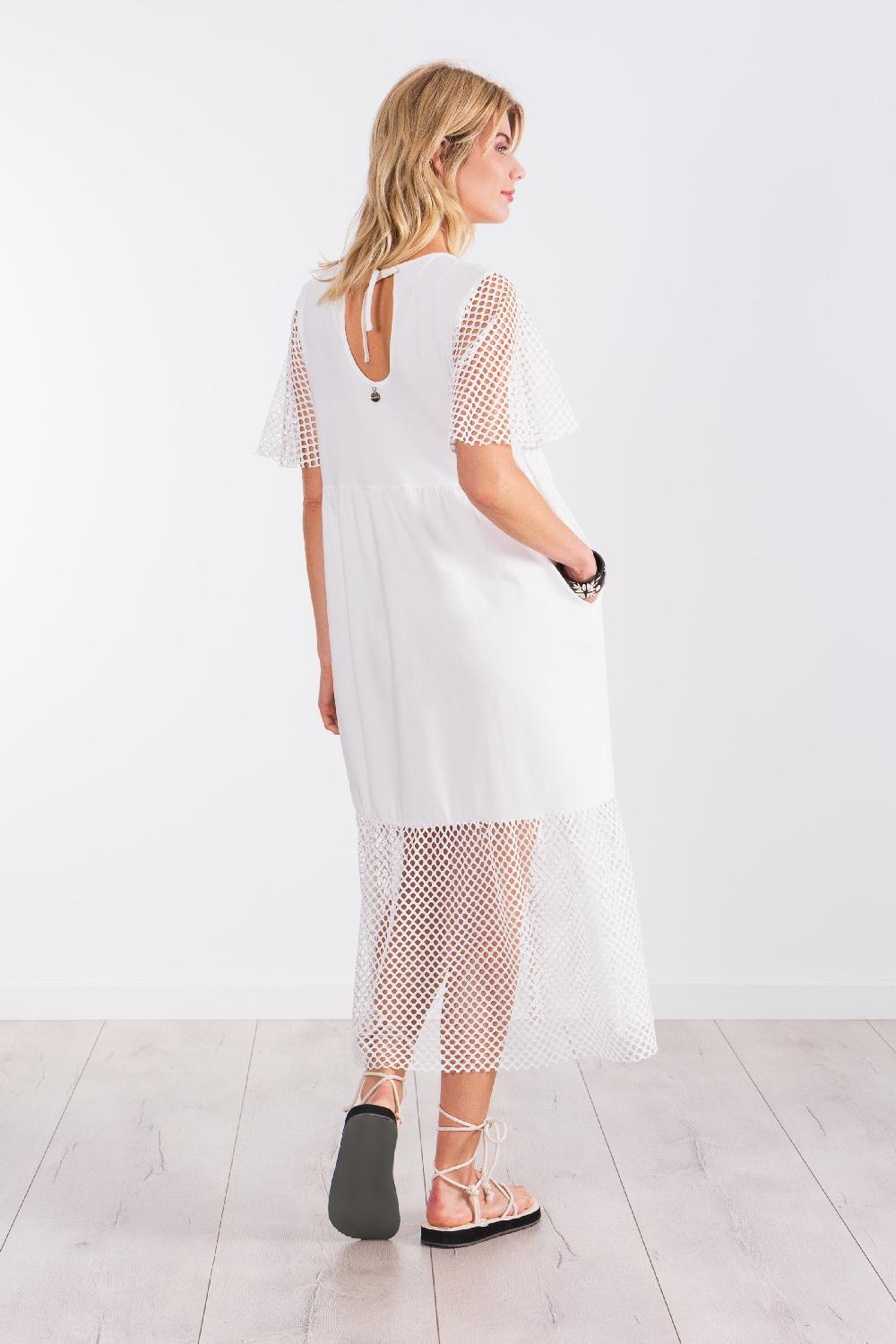 lolitas&l Vestido blanco largo mixto con rejilla y algodon LolitasyL Rebajas baratas