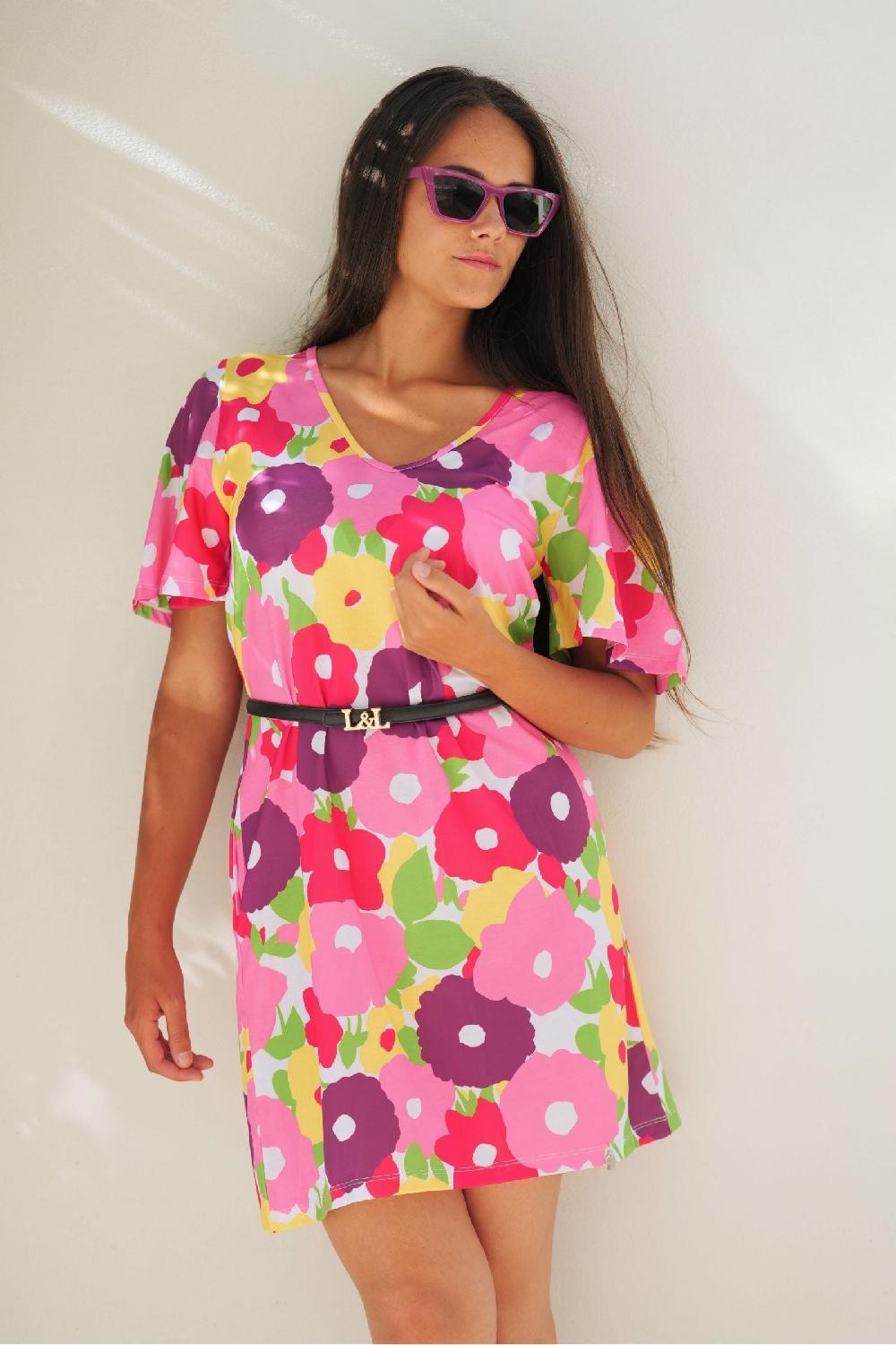 lolitas&l Vestido corto estampado garden rosa escote pico Lolitas&L Grandes ahorros