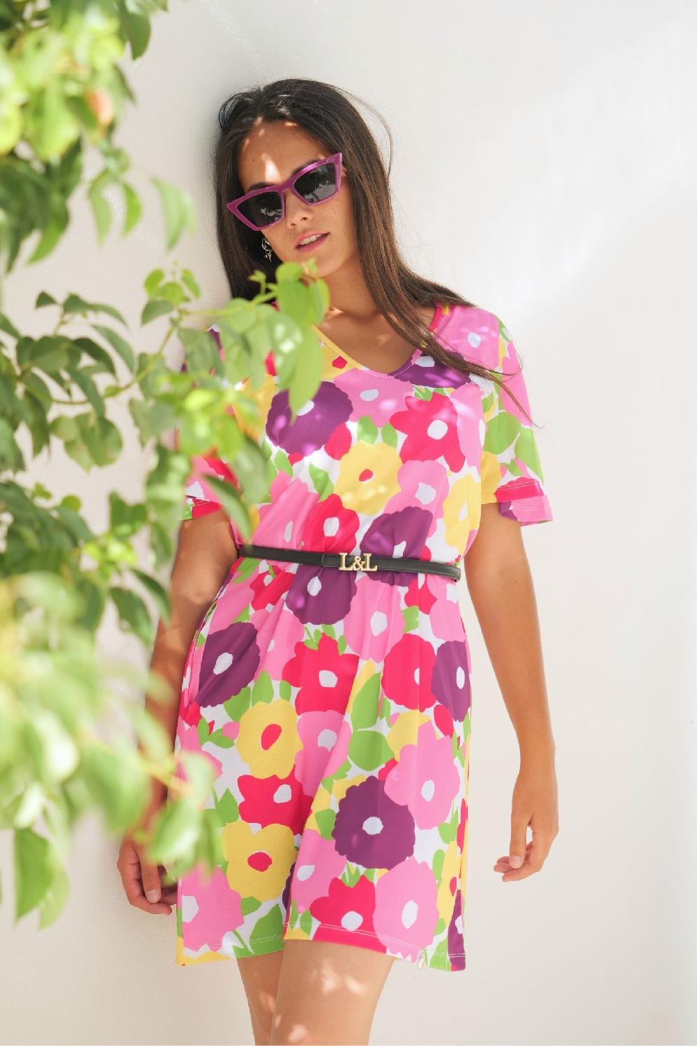 lolitas&l Vestido corto estampado garden rosa escote pico Lolitas&L Grandes ahorros