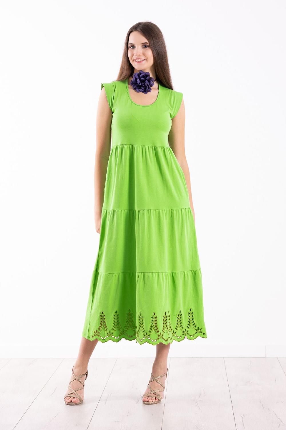 lolitas&l Vestido verde algodon largo con bordado al tono Lolitas&L Outlet