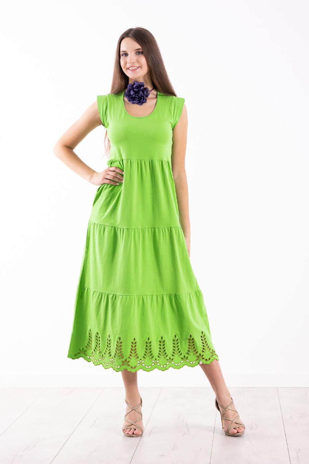 lolitas&l Vestido verde algodon largo con bordado al tono Lolitas&L Outlet
