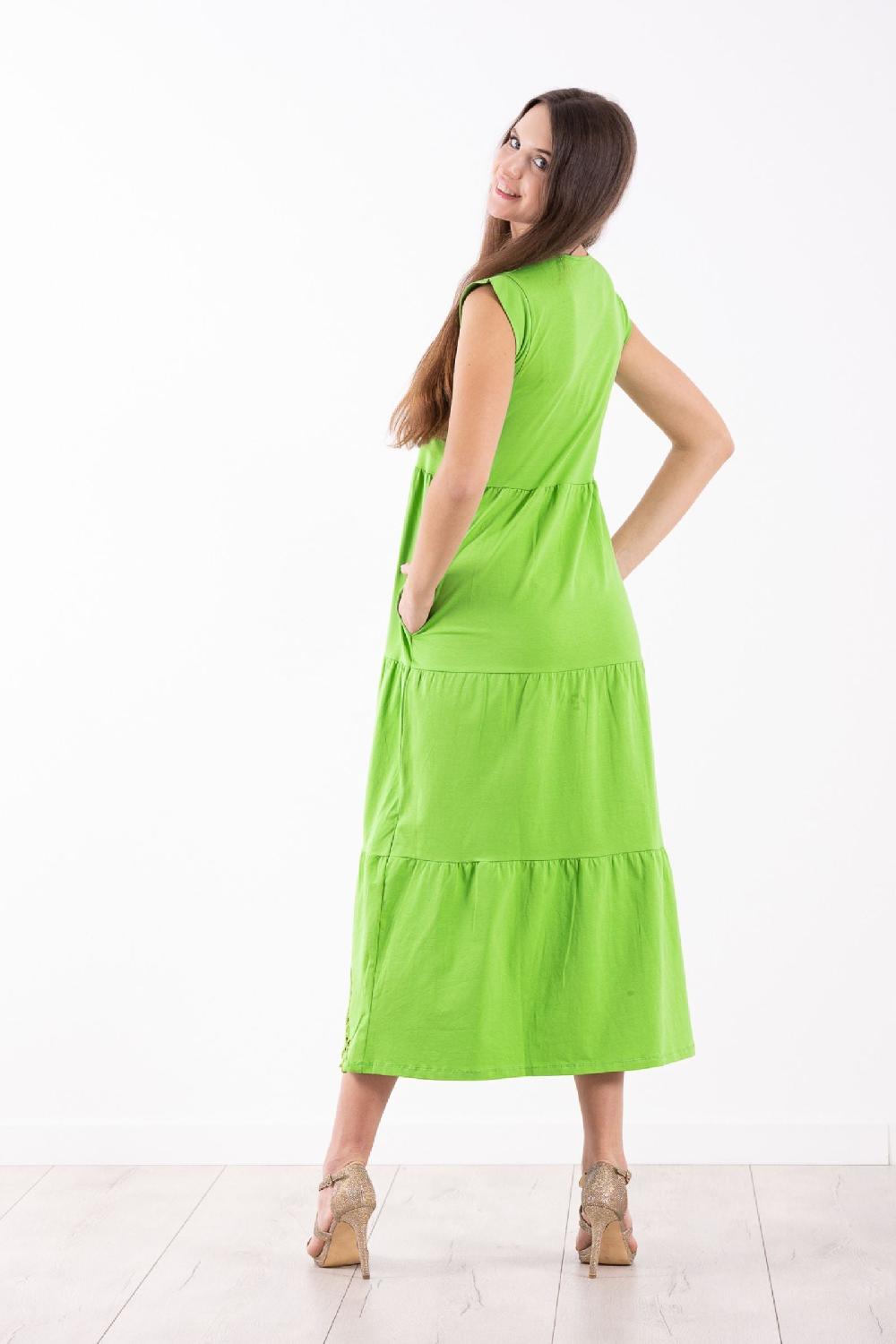 lolitas&l Vestido verde algodon largo con bordado al tono Lolitas&L Outlet