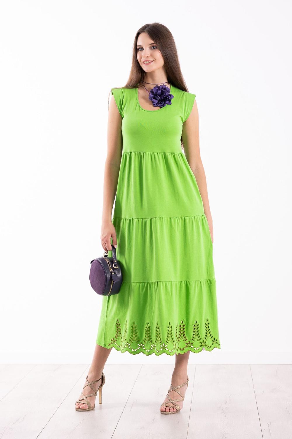 lolitas&l Vestido verde algodon largo con bordado al tono Lolitas&L Outlet