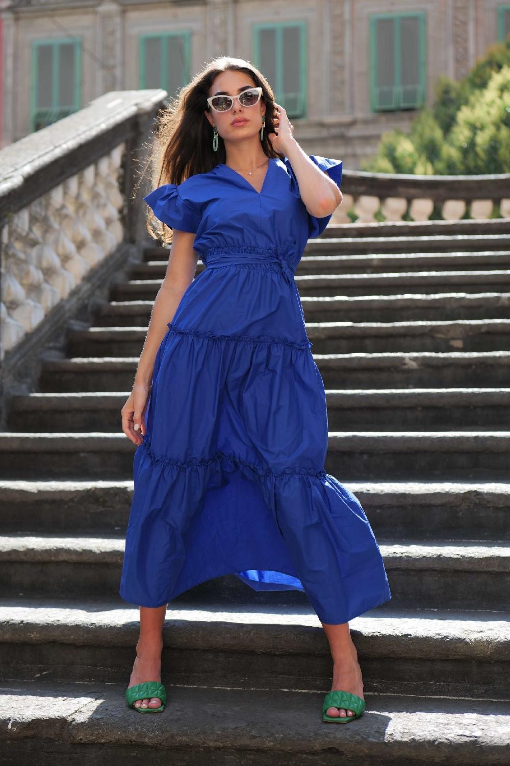 lolitas&l Vestido azul royal largo con recogidos LolitasyL Rebajas top