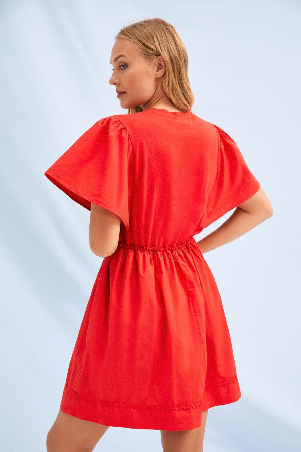lolitas&l Vestido coral corto escote pico con goma en la cintura Lolitas&L Envío gratis