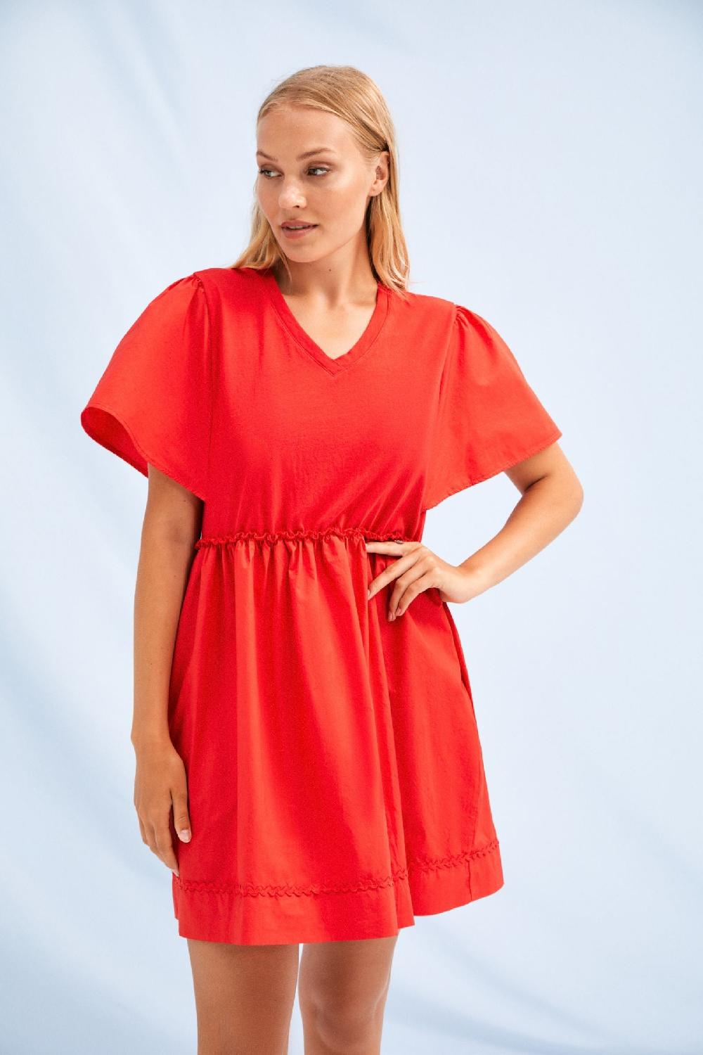 lolitas&l Vestido coral corto escote pico con goma en la cintura Lolitas&L Envío gratis