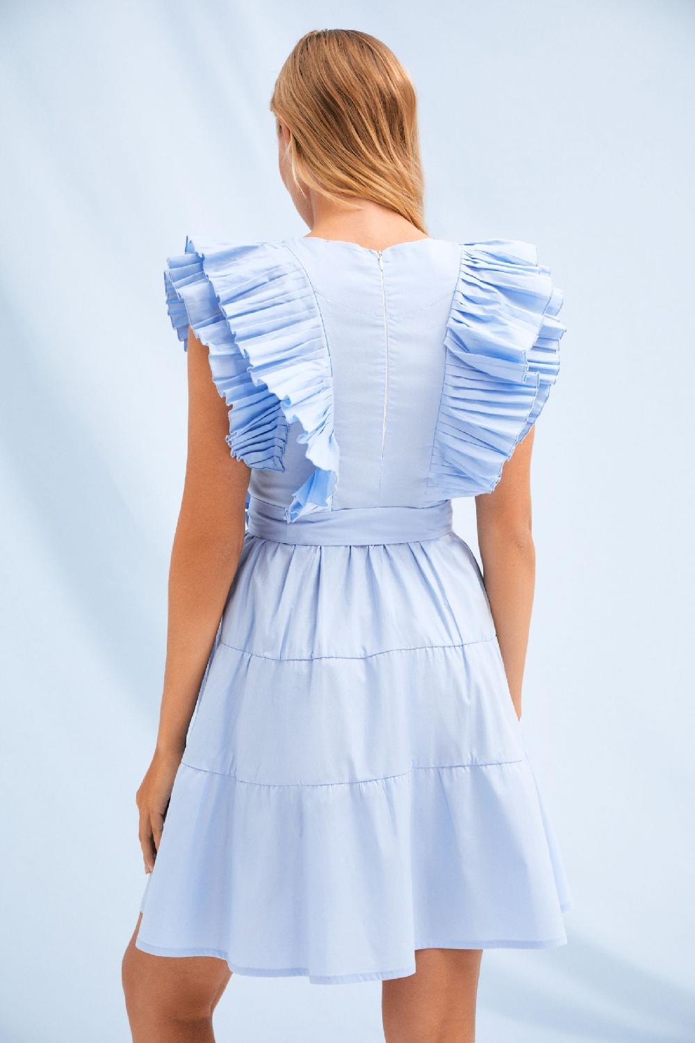 lolitas&l Vestido azul cielo corto con plisado en el pecho Lolitas&L Envío gratis