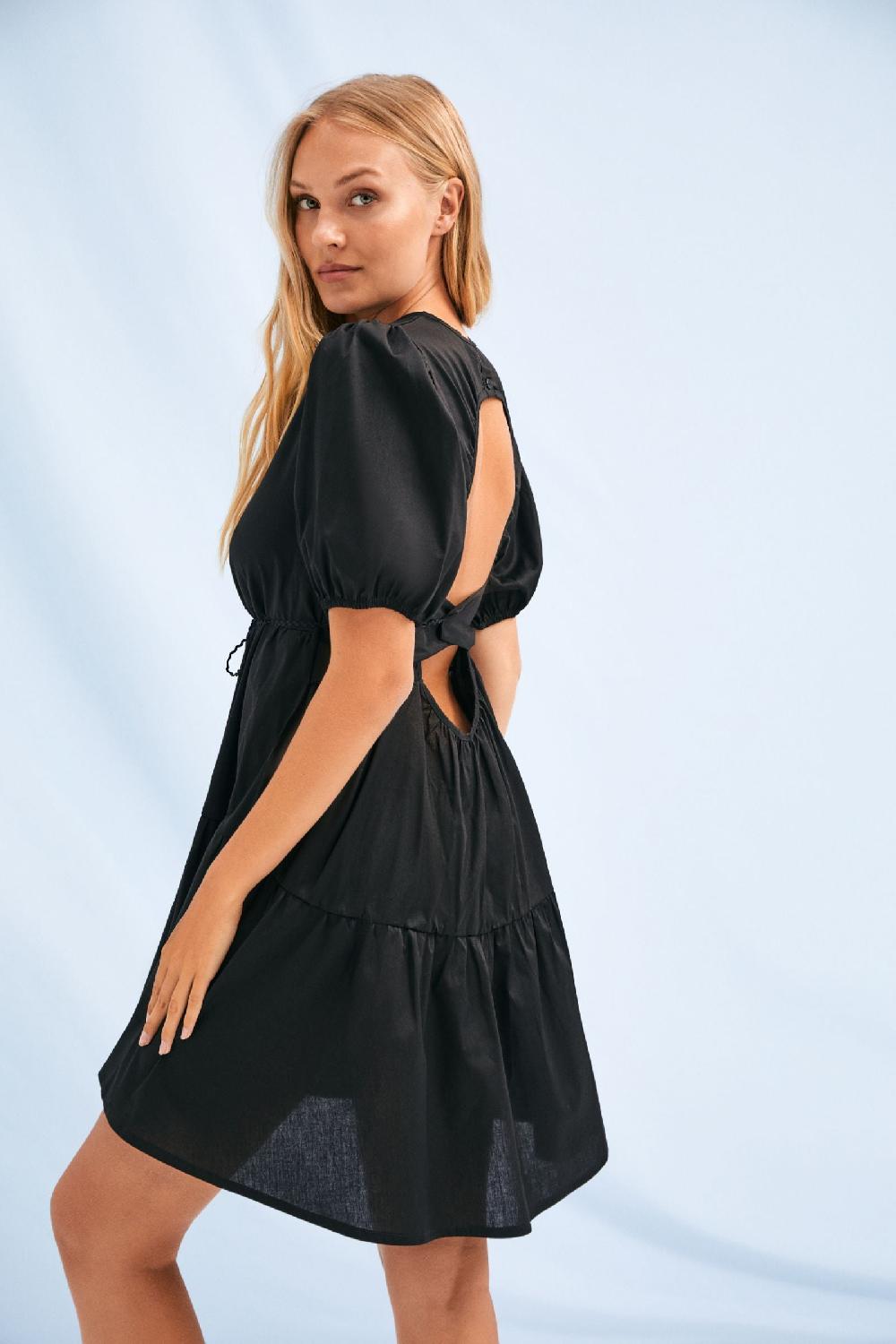 lolitas&l Vestido negro espalda abierta con manga farol Lolitas&L Últimos 3 días