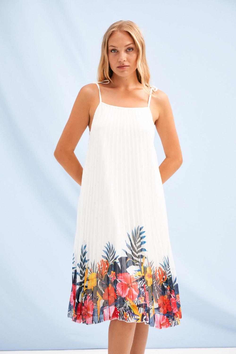 lolitas&l Vestido blanco plisado con estampado caribe Lolitas&L COMPRAR AHORA