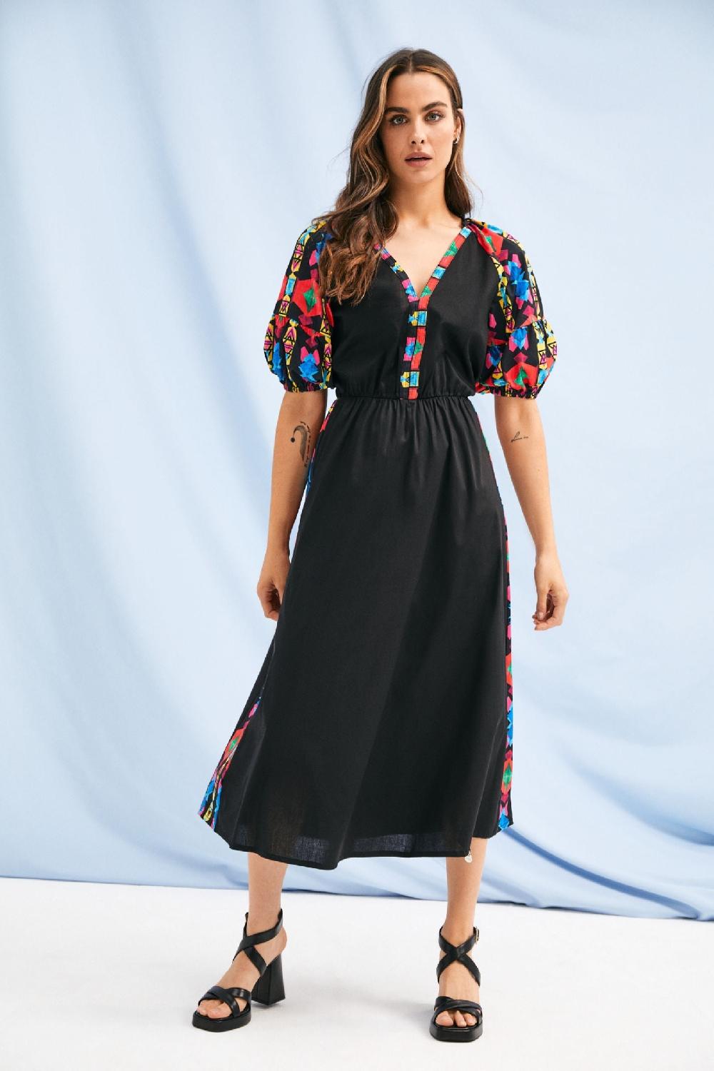 lolitas&l Vestido negro largo mangas abullonadas con estampado Ethic Lolitas&L Promoción por tiempo limitado