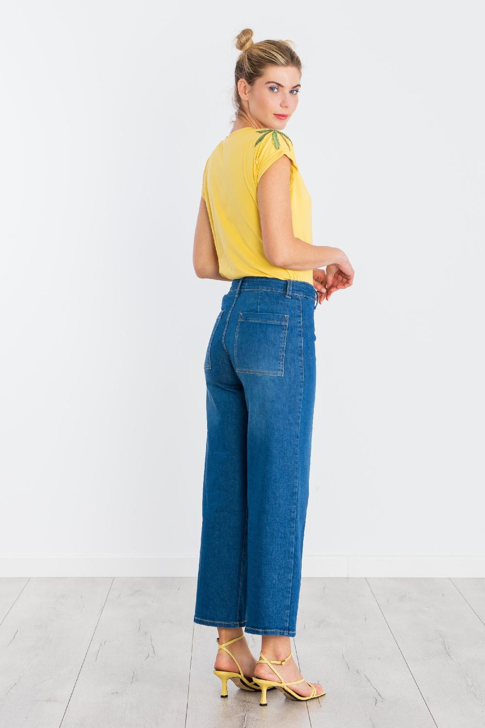 lolitas&l Pantalon vaquero azul lavado con bolsillos anchos LolitasyL Promoción trimestral
