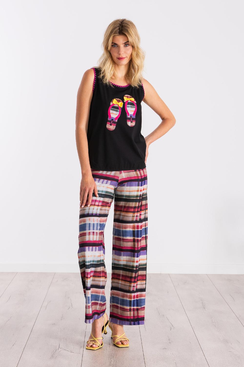 lolitas&l Camiseta negra bordado sandalias cuadros LolitasyL Superdescuento
