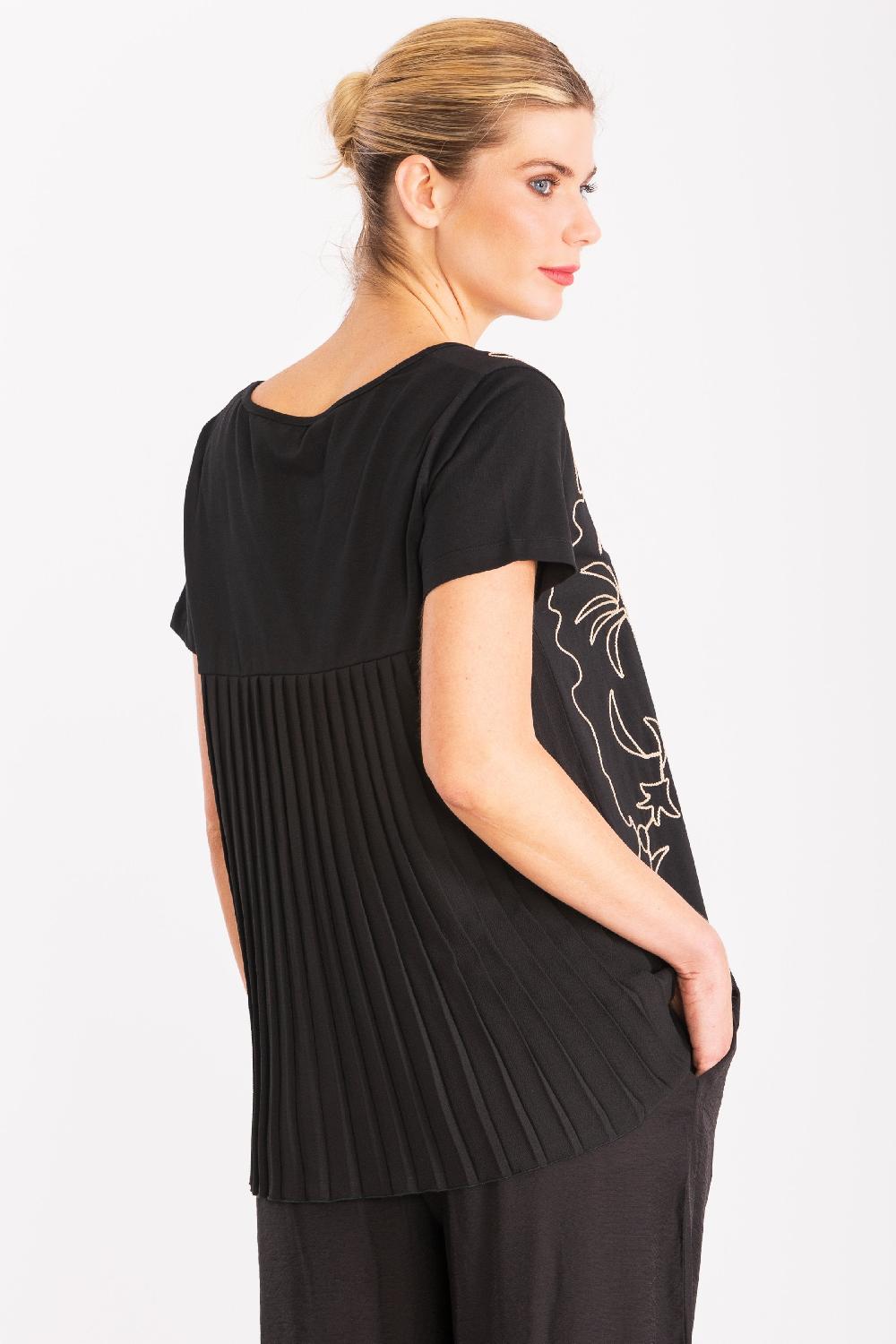 lolitas&l Camiseta negra bordado oasis beige LolitasyL Grandes descuentos