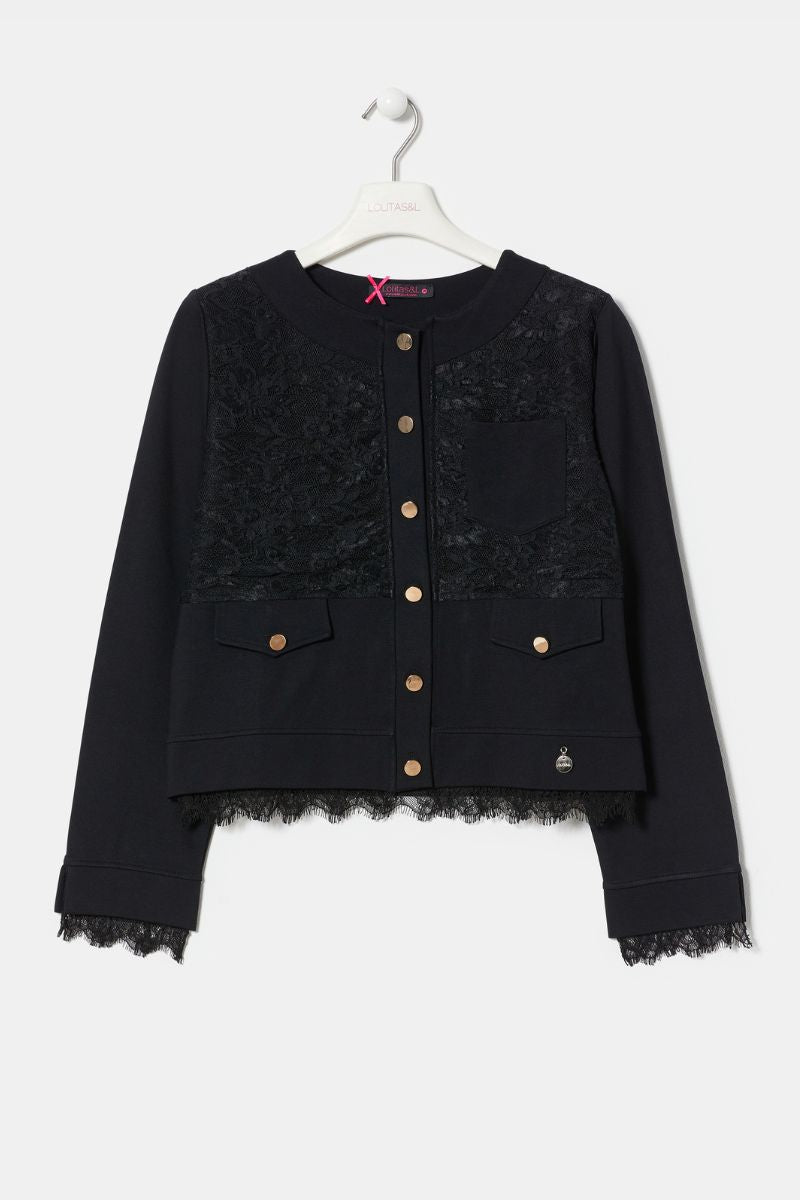 lolitas&l Chaqueta negra delantero grogre con automaticos dorados LolitasyL Liquidación