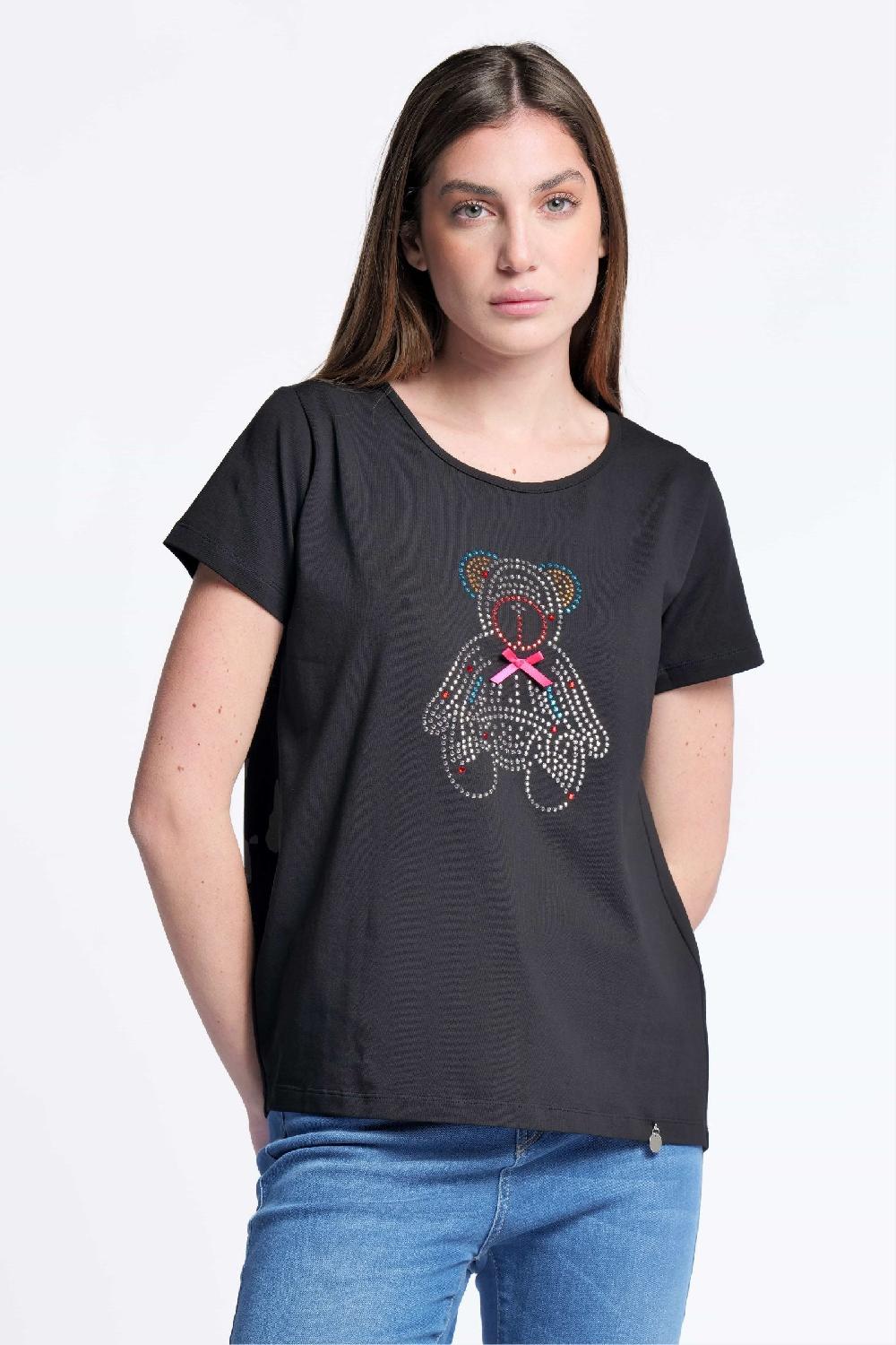 lolitas&l Camiseta negra algodon escote collar osito strass Lolitas&L Última moda
