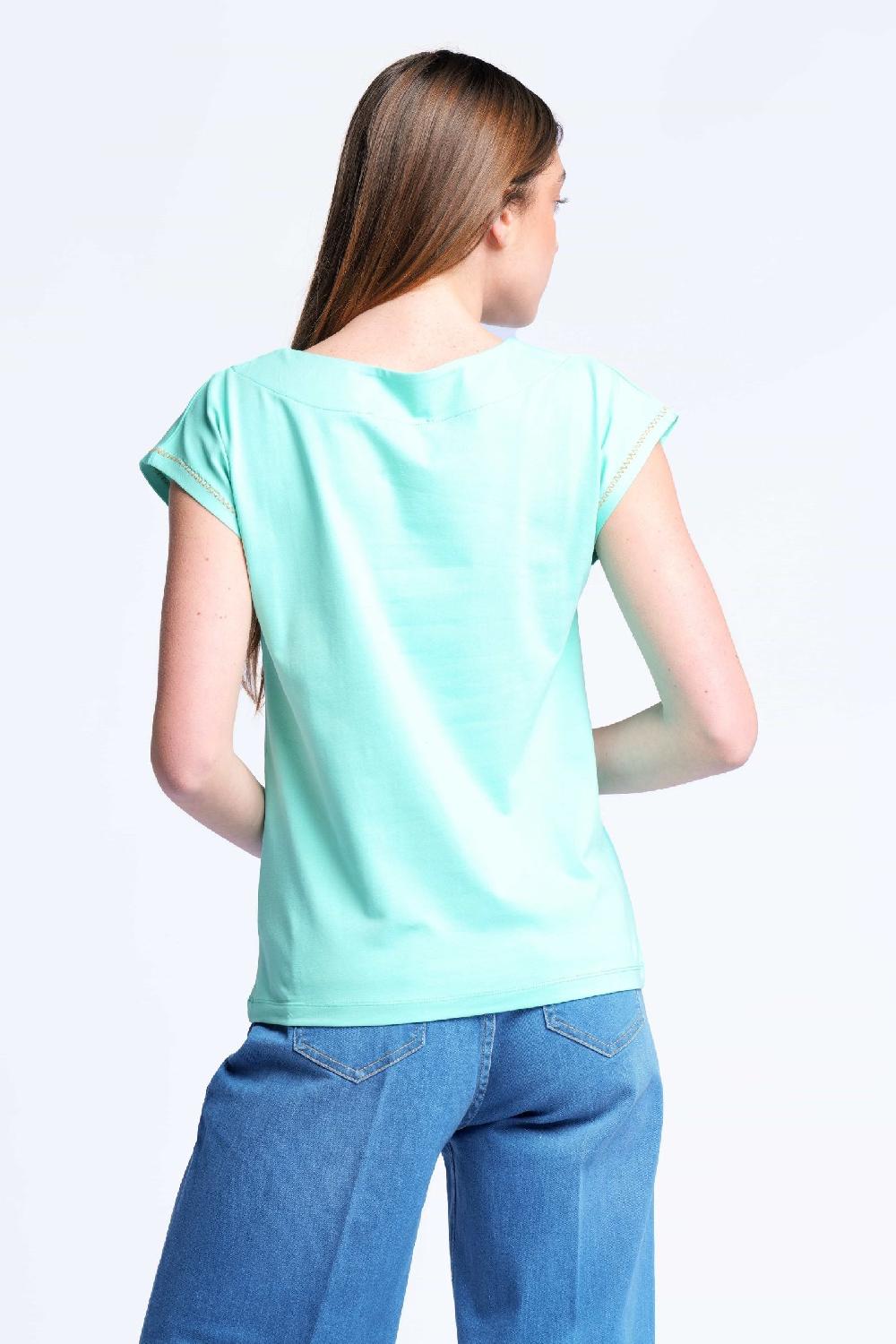 lolitas&l Camiseta verde bordado love escote cuadrado Lolitas&L Descuento por venta flash