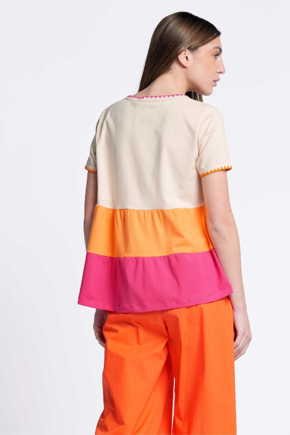 lolitas&l Camiseta multicolor fucsia escote pico Lolitas&L Ofertas especiales