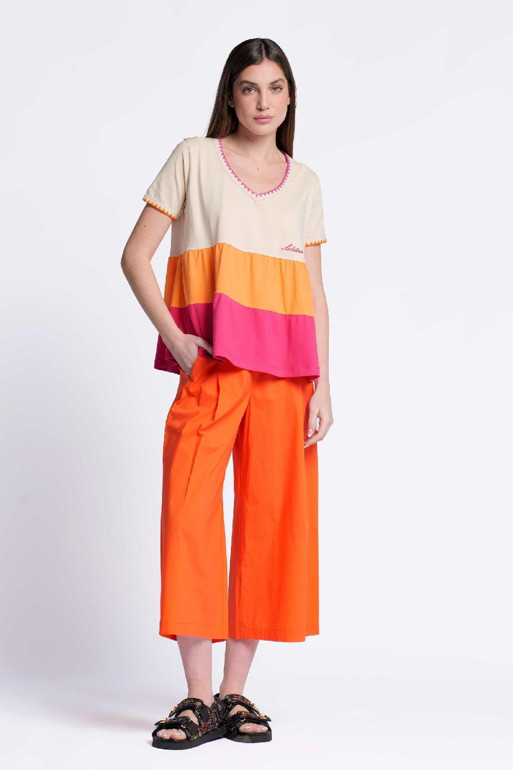 lolitas&l Camiseta multicolor fucsia escote pico Lolitas&L Ofertas especiales