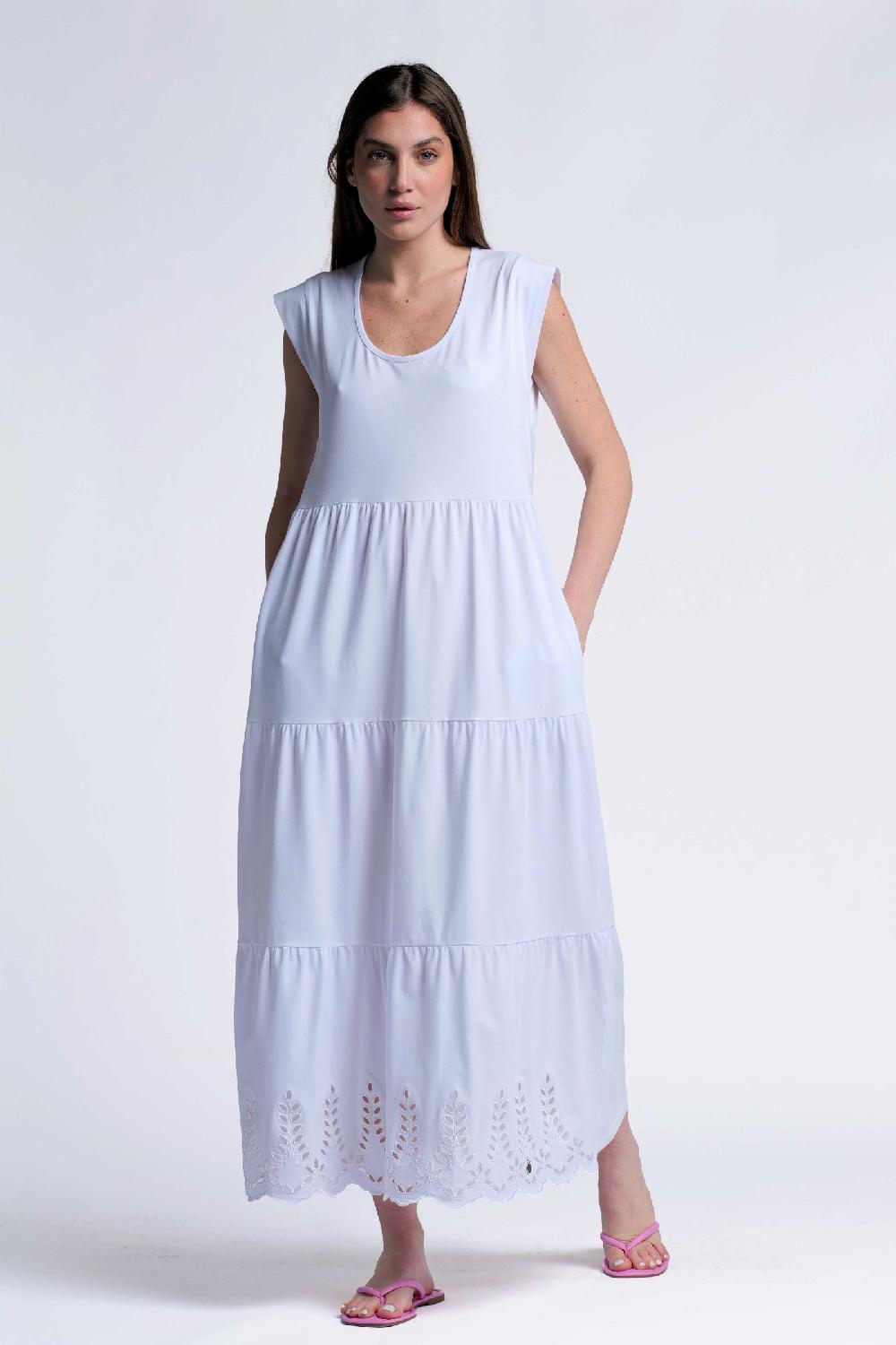 lolitas&l Vestido blanco algodon largo con bordado al tono Lolitas&L Grandes ahorros