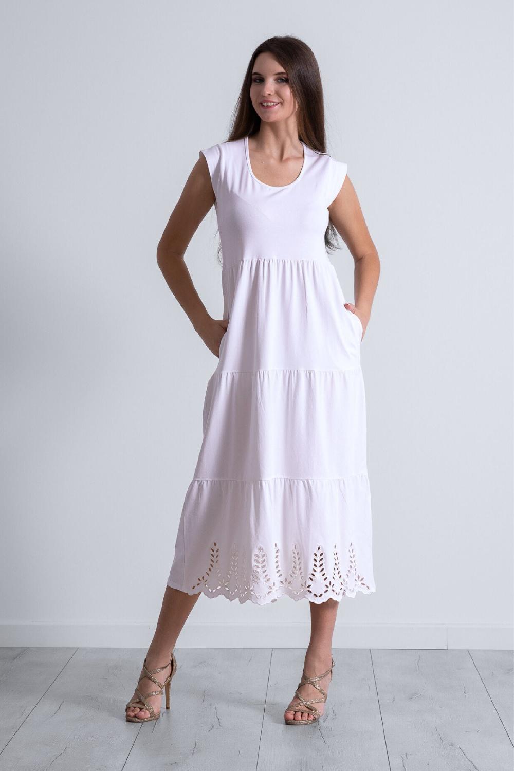 lolitas&l Vestido blanco algodon largo con bordado al tono Lolitas&L Grandes ahorros