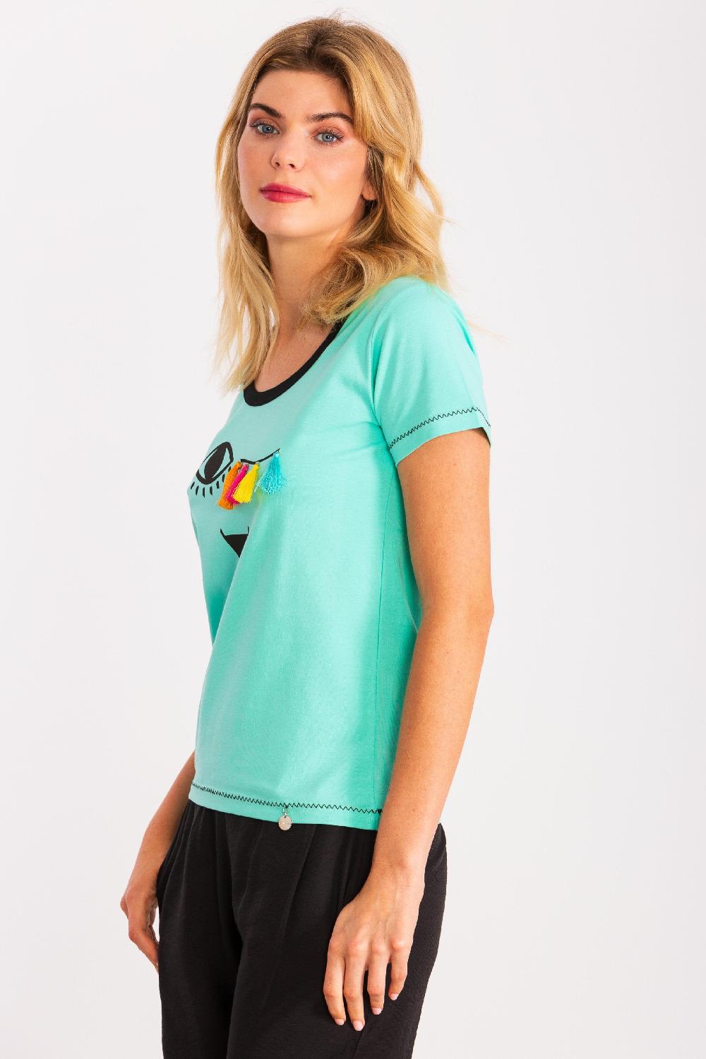 lolitas&l Camiseta verde menta con estampado ojo y lagrima LolitasyL Precio ultrabajo