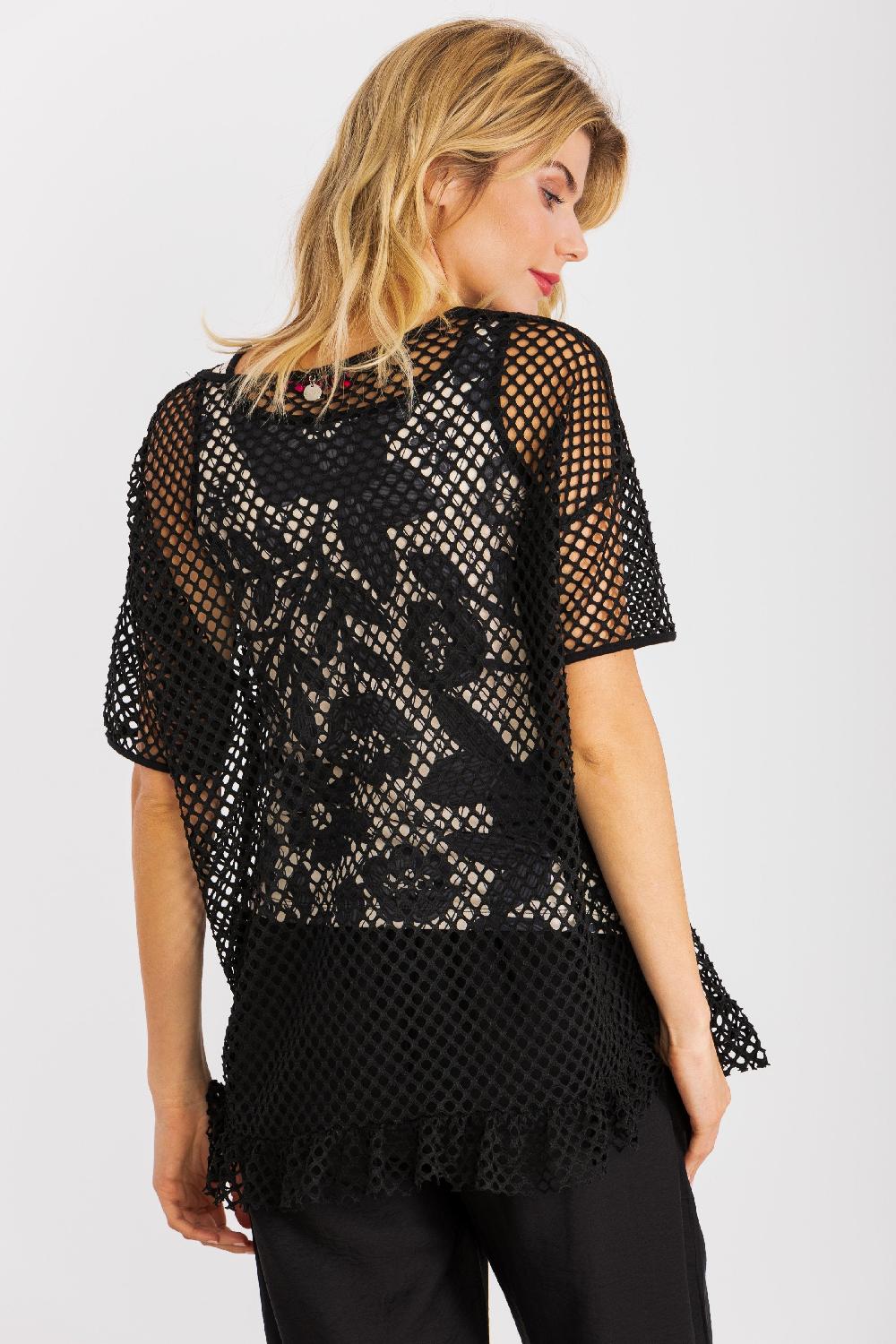 lolitas&l Top tirantes estampado con sobre camiseta en red negra LolitasyL Devoluciones gratuitas