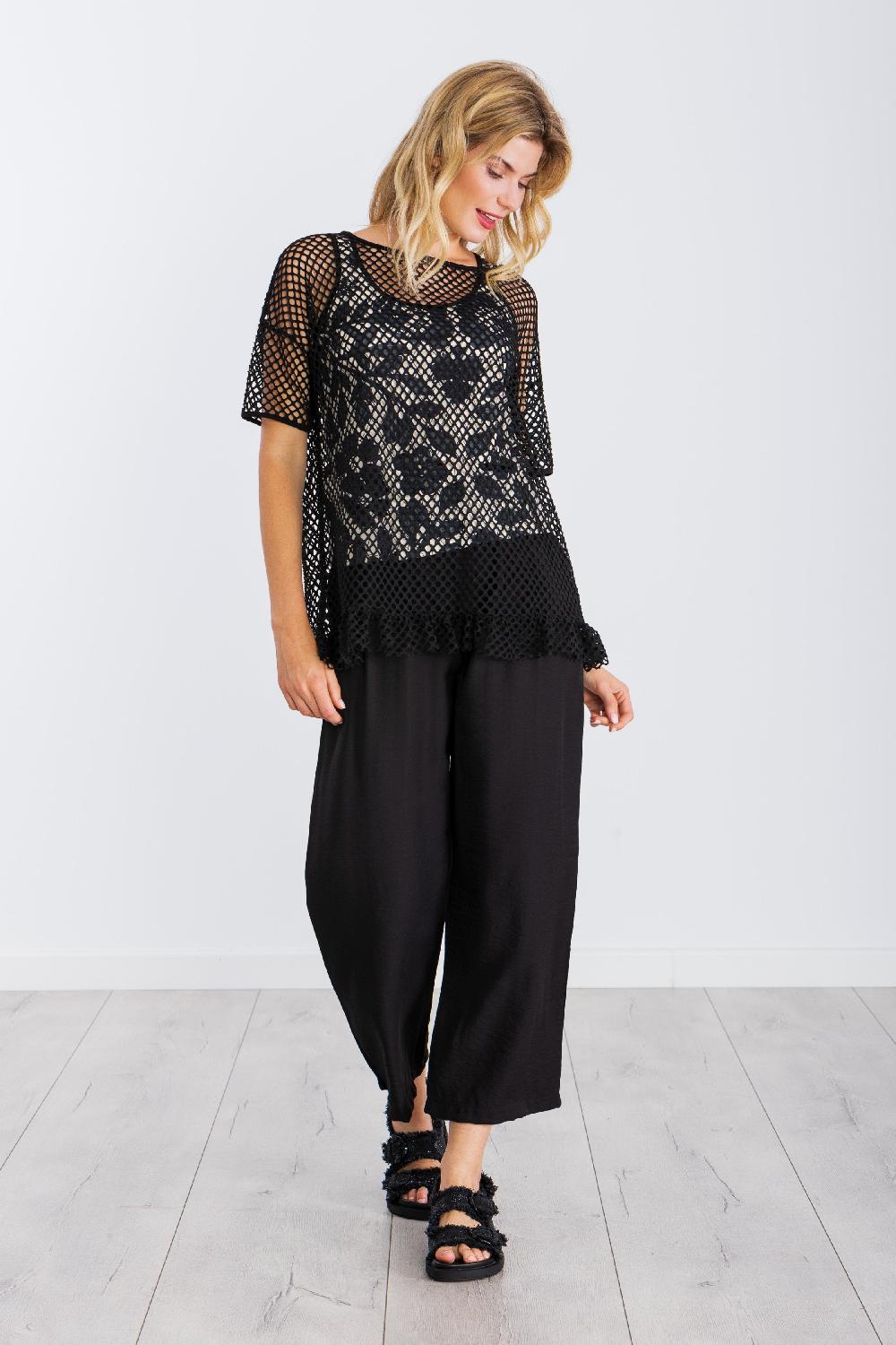 lolitas&l Top tirantes estampado con sobre camiseta en red negra LolitasyL Devoluciones gratuitas