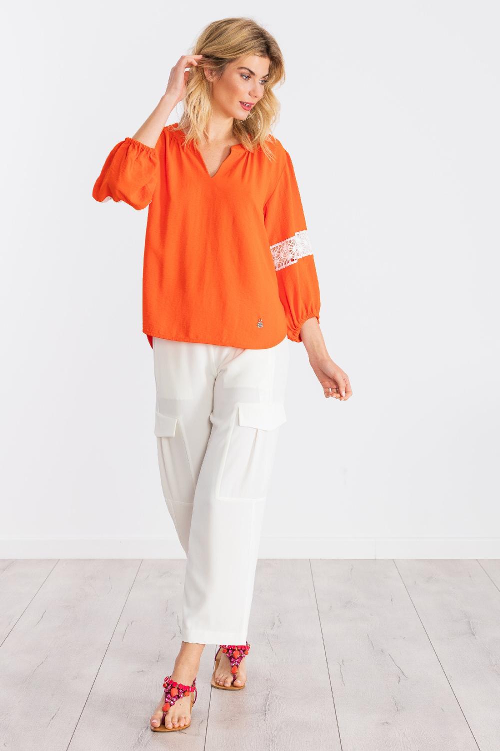 lolitas&l Camiseta naranja manga al codo con bordado ingles LolitasyL Outlet