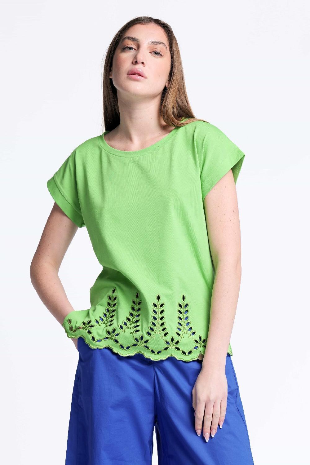 lolitas&l Camiseta verde algodon contorno bordado calado Lolitas&L Gran oferta