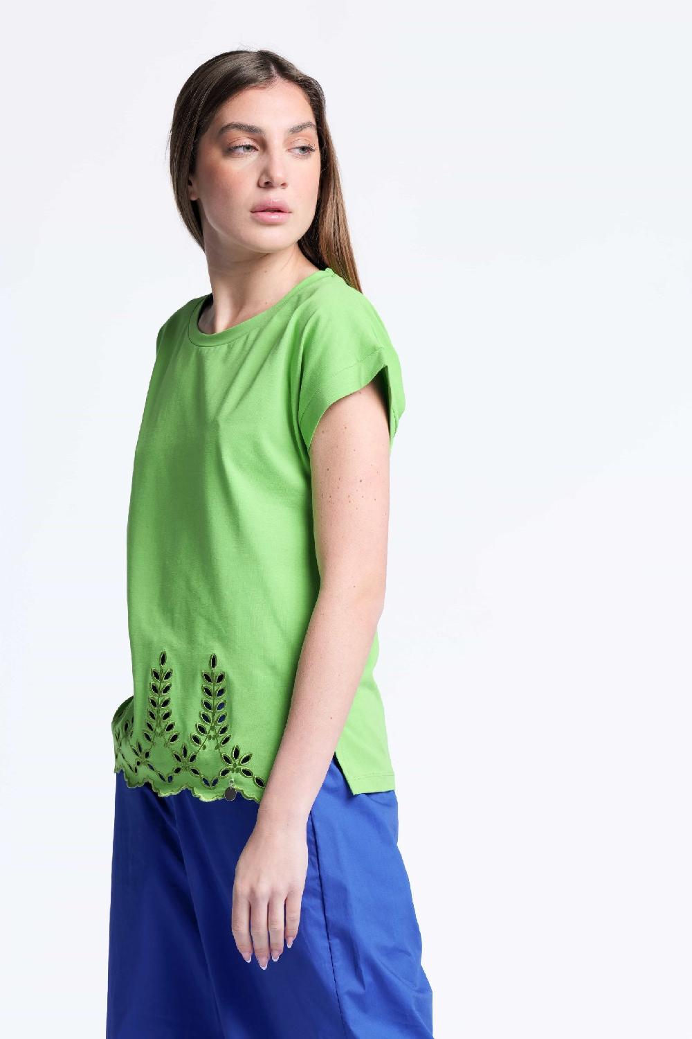 lolitas&l Camiseta verde algodon contorno bordado calado Lolitas&L Gran oferta