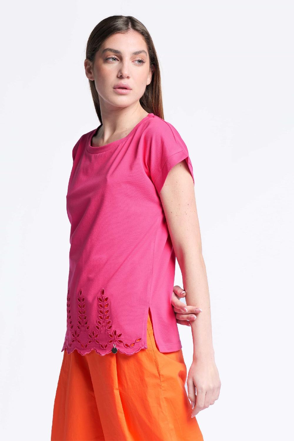 lolitas&l Camiseta fucsia algodon contorno bordado calado Lolitas&L Rebajas baratas