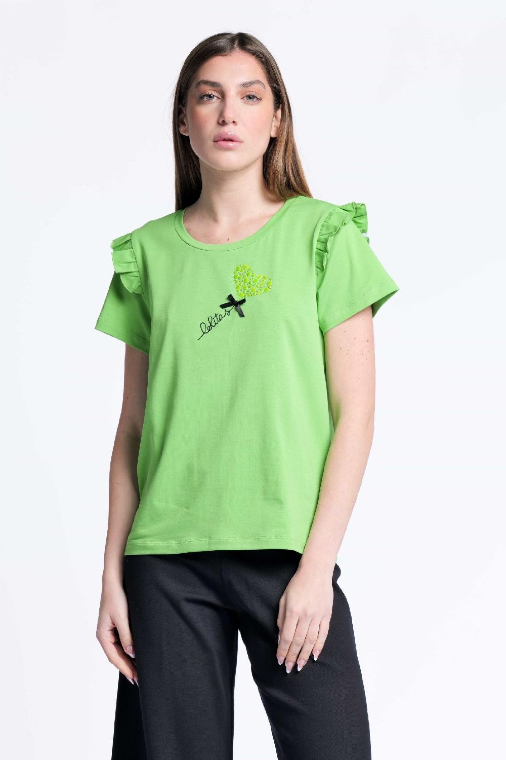 lolitas&l Camiseta verde algodon bordado logo corazon Lolitas&L Rebajas de fábrica