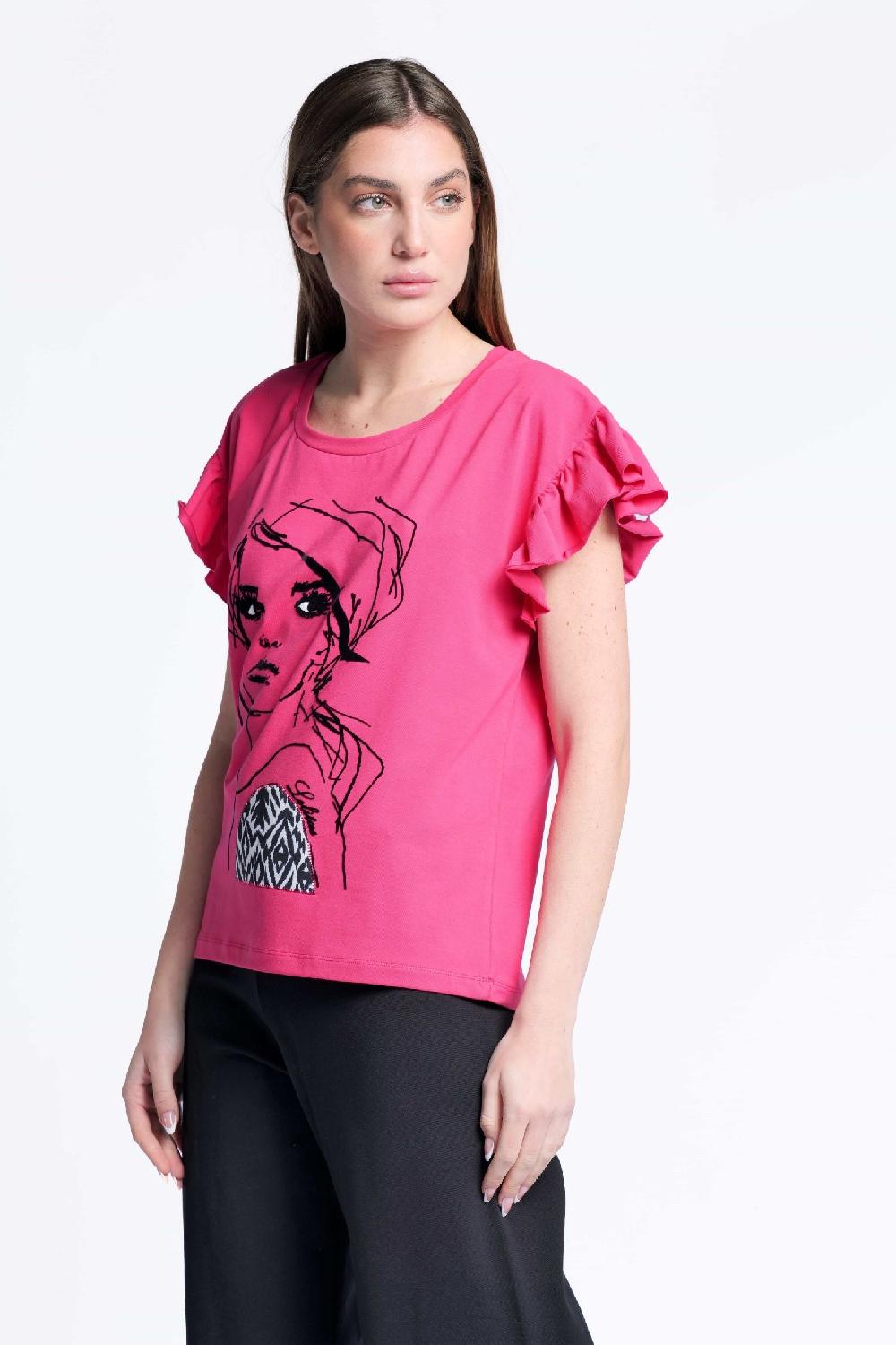 lolitas&l Camiseta fucsia algodon estampado cara Lolitas&L Descuento