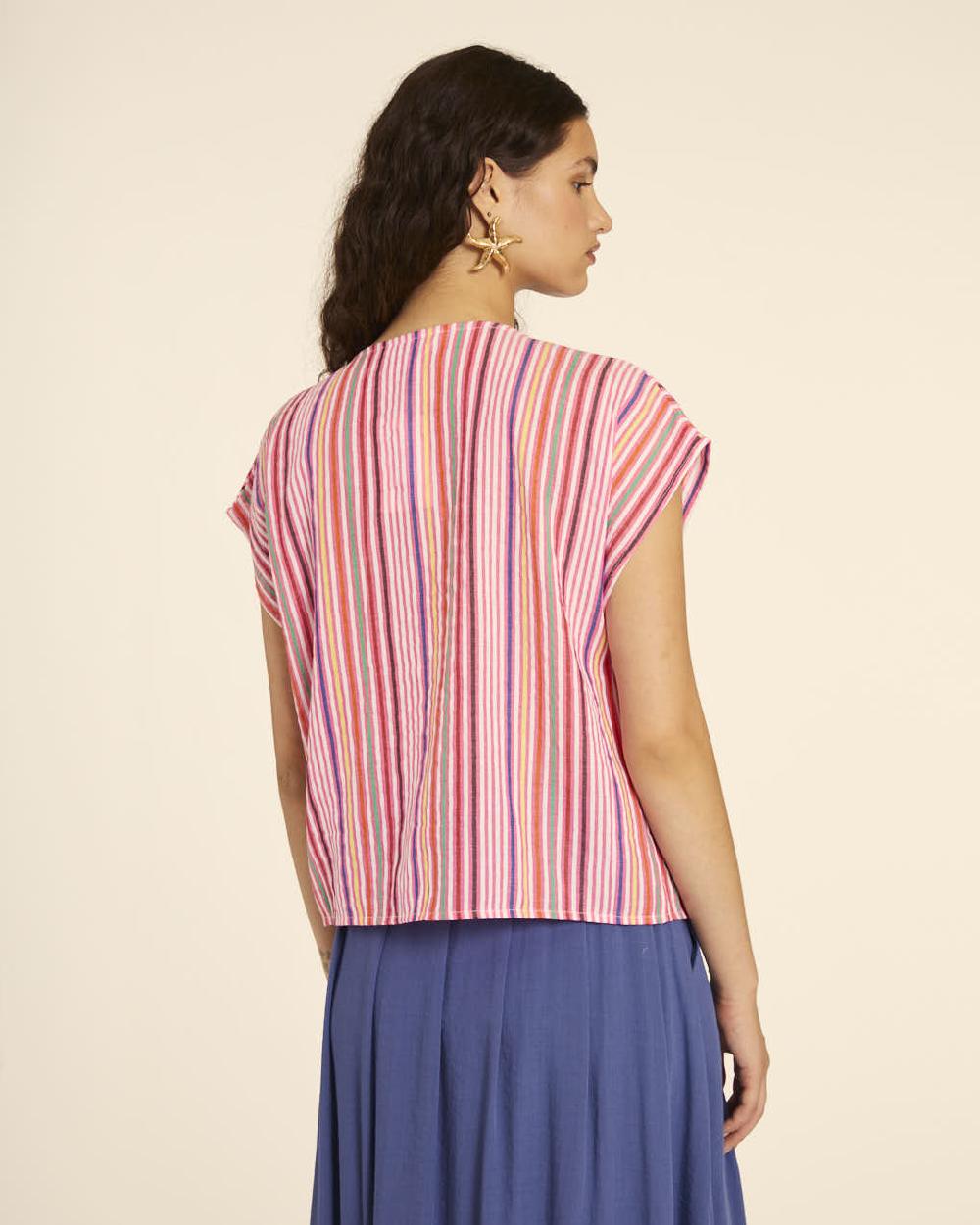 pepaloves BLUSA CUELLO DE PICO RAYAS PINK Outlet