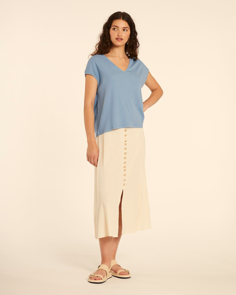 pepaloves CAMISETA AMPLIA CUELLO PICO AZUL Tienda