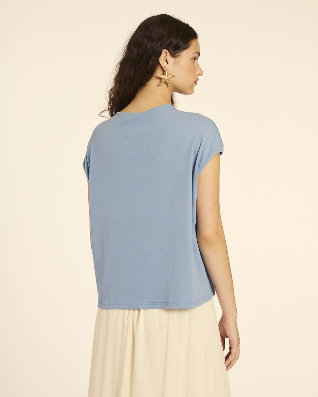 pepaloves CAMISETA AMPLIA CUELLO PICO AZUL Tienda