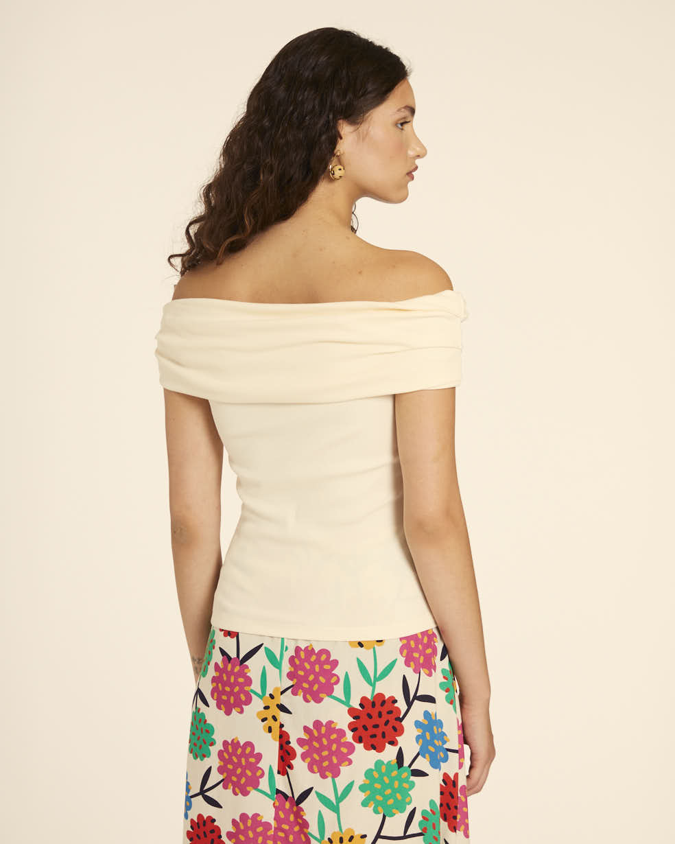 pepaloves TOP CUELLO BARDOT CREMA Tienda