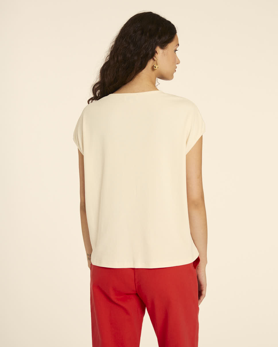 pepaloves CAMISETA AMPLIA CUELLO PICO CREMA Oferta especial
