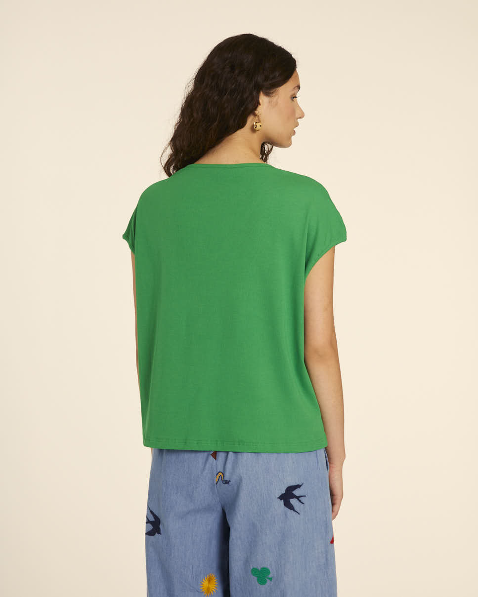pepaloves CAMISETA AMPLIA CUELLO PICO VERDE Liquidación