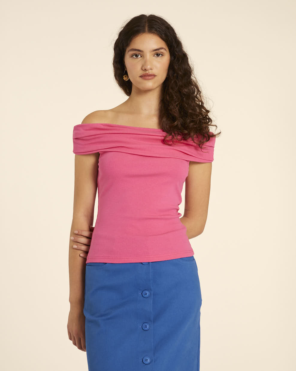 pepaloves TOP CUELLO BARDOT PINK En oferta